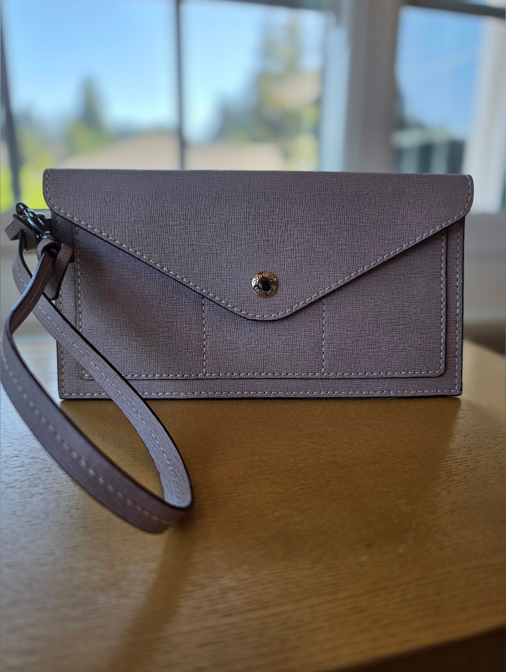 Dooney & Bourke Taupe Envelope Wristlet Clutch